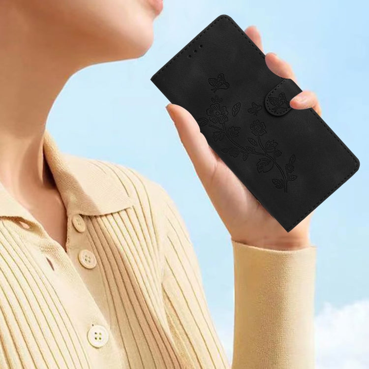 For iPhone 16 Pro Flower Butterfly Embossing Pattern Leather Phone Case(Black) - iPhone 16 Pro Cases by PMC TechLife | Online Shopping South Africa | PMC TechLife | Buy Now Pay Later Mobicred