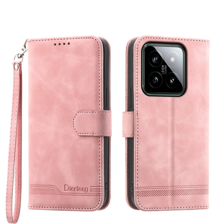 For Xiaomi 14 Dierfeng Dream Line TPU + PU Leather Phone Case(Pink) - 14 Cases by PMC TechLife | Online Shopping South Africa | PMC TechLife | Buy Now Pay Later Mobicred
