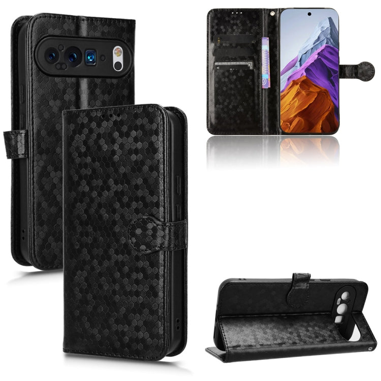 For Google Pixel 9 Honeycomb Dot Texture Leather Phone Case(Black) - Google Cases by PMC Jewellery | Online Shopping South Africa | PMC Jewellery | Buy Now Pay Later Mobicred