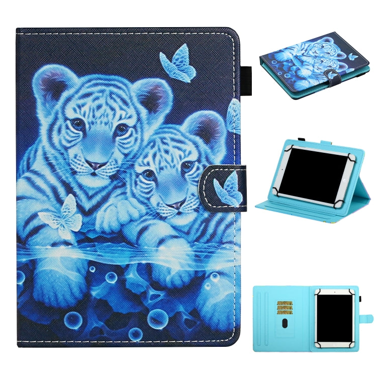 For 10 inch Universal Tablet PC Colored Drawing Pattern Horizontal Flip Leather Case with Holder & Card Slots(Tiger) - 10 - 11 inch by PMC TechLife | Online Shopping South Africa | PMC TechLife | Buy Now Pay Later Mobicred
