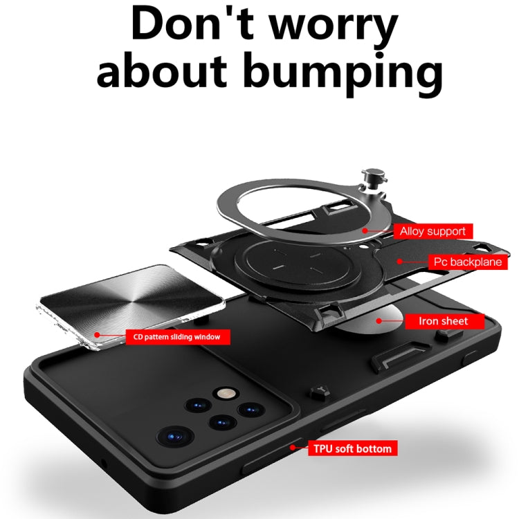 For Xiaomi Redmi Note 11 Global CD Texture Sliding Camshield Magnetic Holder Phone Case(Blue) - Xiaomi Cases by PMC TechLife | Online Shopping South Africa | PMC TechLife | Buy Now Pay Later Mobicred