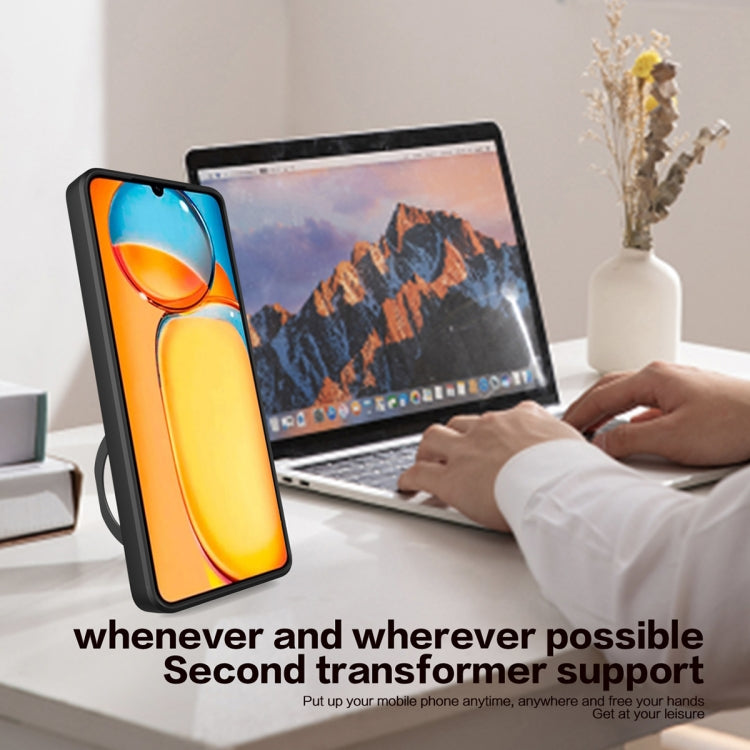 For Xiaomi Redmi 13C 4G CD Texture Sliding Camshield Magnetic Holder Phone Case(Black) - 13C Cases by PMC TechLife | Online Shopping South Africa | PMC TechLife | Buy Now Pay Later Mobicred