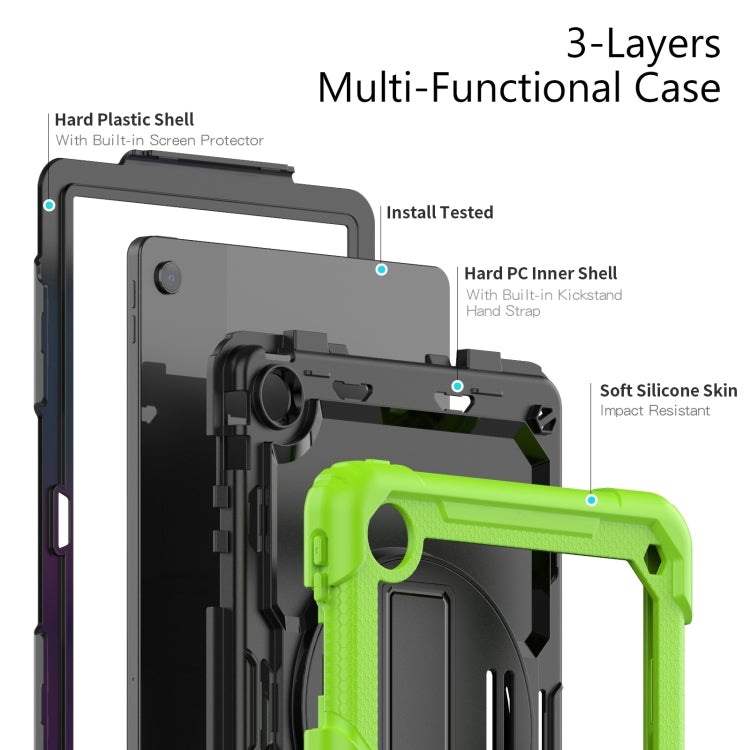 For Lenovo Tab M10 Plus 10.6 Gen 3rd Silicone Hybrid PC Tablet Case with Shoulder Strap(Yellow Green) - Lenovo by PMC TechLife | Online Shopping South Africa | PMC TechLife | Buy Now Pay Later Mobicred