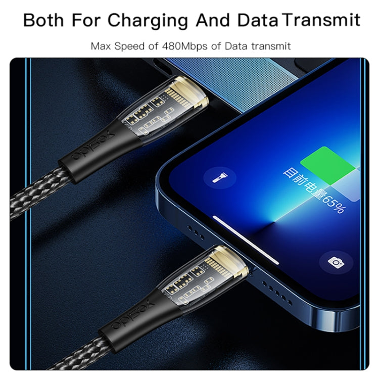 YESIDO CA102 PD 20W USB-C / Type-C to 8 Pin Braided Charging Data Cable, Length:2m(Black) - 2 in 1 Cable by Yesido | Online Shopping South Africa | PMC Jewellery | Buy Now Pay Later Mobicred