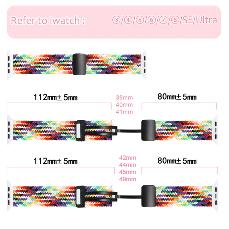 Magnetic Fold Clasp Woven Watch Band For Apple Watch Ultra 2 49mm(Rainbow Color) - Watch Bands by PMC Jewellery | Online Shopping South Africa | PMC Jewellery | Buy Now Pay Later Mobicred