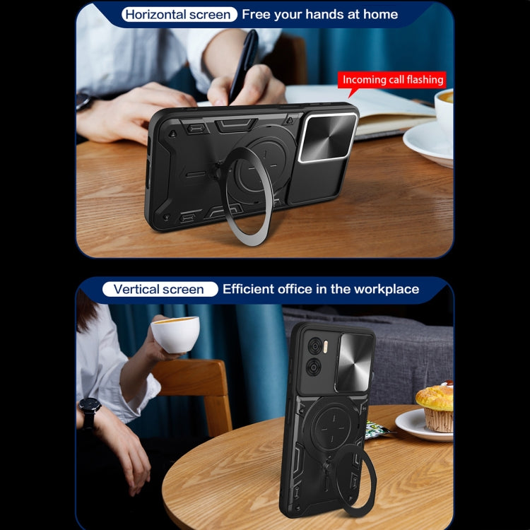 For Motorola Moto E22 / E22i CD Texture Sliding Camshield Magnetic Holder Phone Case(Silver) - free shipping - PMC TechLife - Order now!