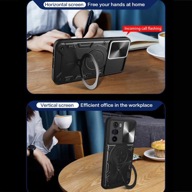 For Motorola Edge 30 Pro CD Texture Sliding Camshield Magnetic Holder Phone Case(Silver) - free shipping - PMC TechLife - Order now!