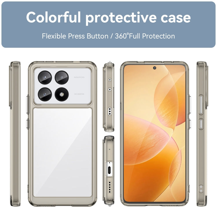 For Xiaomi Redmi K70E Colorful Series Acrylic Hybrid TPU Phone Case(Transparent Grey) - K70E Cases by PMC Jewellery | Online Shopping South Africa | PMC Jewellery | Buy Now Pay Later Mobicred