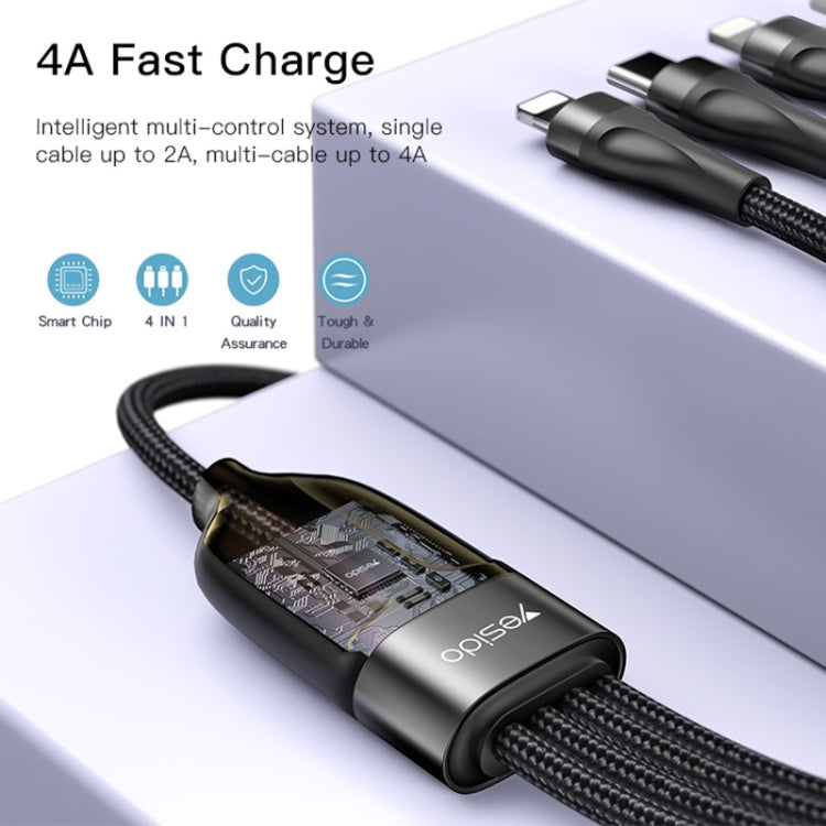 YESIDO CA111 1.2m 4A USB to Dual Type-C + Dual 8 Pin Charging Cable(Black) - Multifunction Cable by Yesido | Online Shopping South Africa | PMC Jewellery | Buy Now Pay Later Mobicred