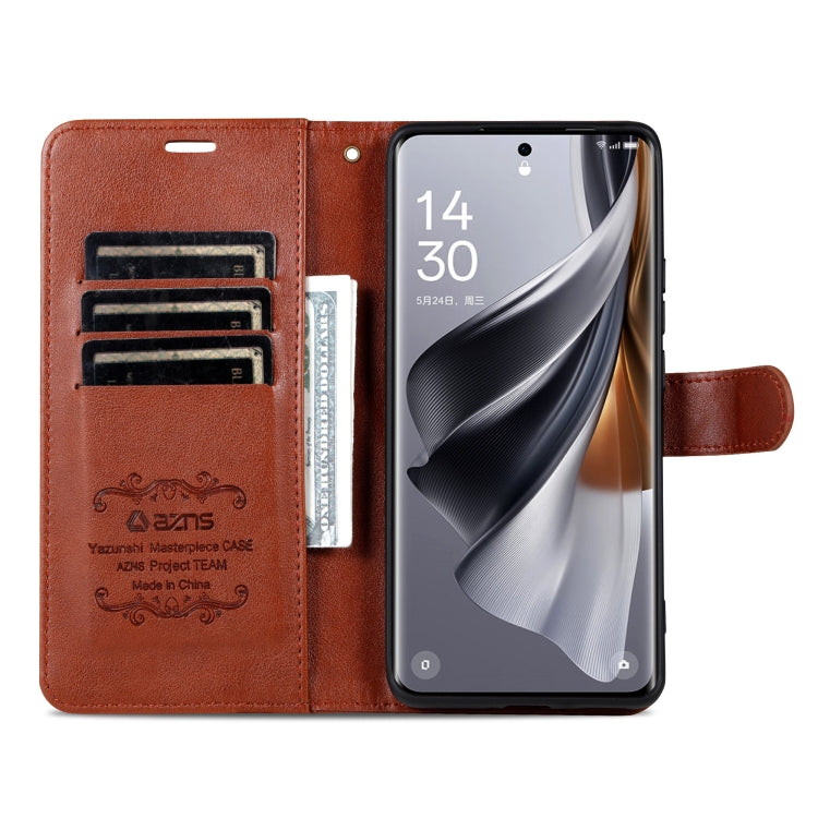 For Honor Magic6 AZNS Sheepskin Texture Flip Leather Phone Case(Brown) - free shipping - PMC Jewellery - Order now!