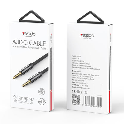 Yesido YAU15 3.5mm Male to 3.5mm Male Audio Cable, Length:2m(Black) - Video & Audio Cable by Yesido | Online Shopping South Africa | PMC Jewellery | Buy Now Pay Later Mobicred