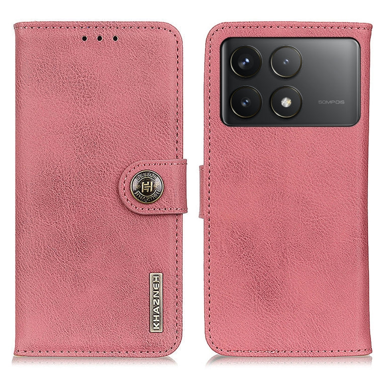 For Xiaomi Redmi K70 5G / K70 Pro 5G KHAZNEH Cowhide Texture Flip Leather Phone Case(Pink) - K70 Cases by PMC Jewellery | Online Shopping South Africa | PMC Jewellery | Buy Now Pay Later Mobicred