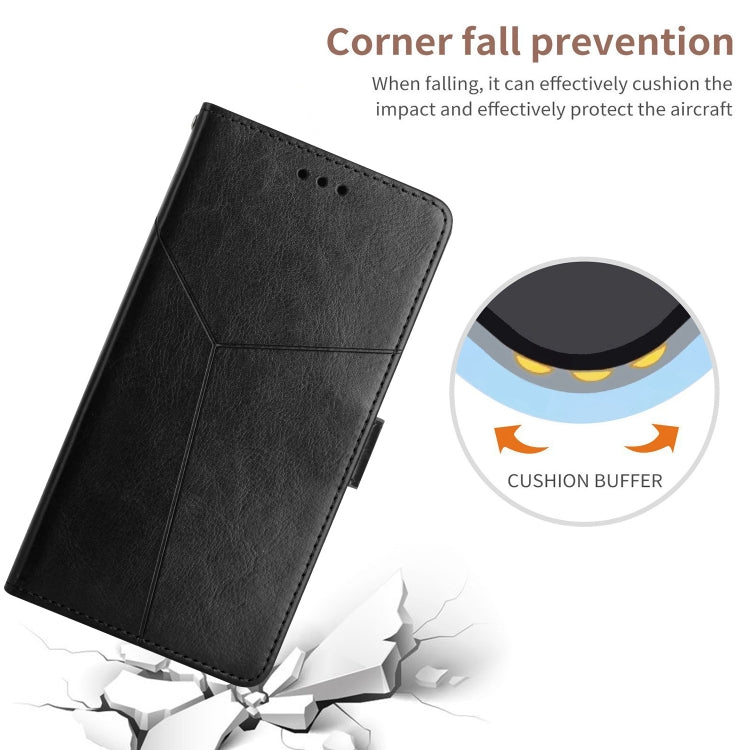 For iPhone 16 Pro HT01 Y-shaped Pattern Flip Leather Phone Case(Black) - iPhone 16 Pro Cases by PMC TechLife | Online Shopping South Africa | PMC TechLife | Buy Now Pay Later Mobicred