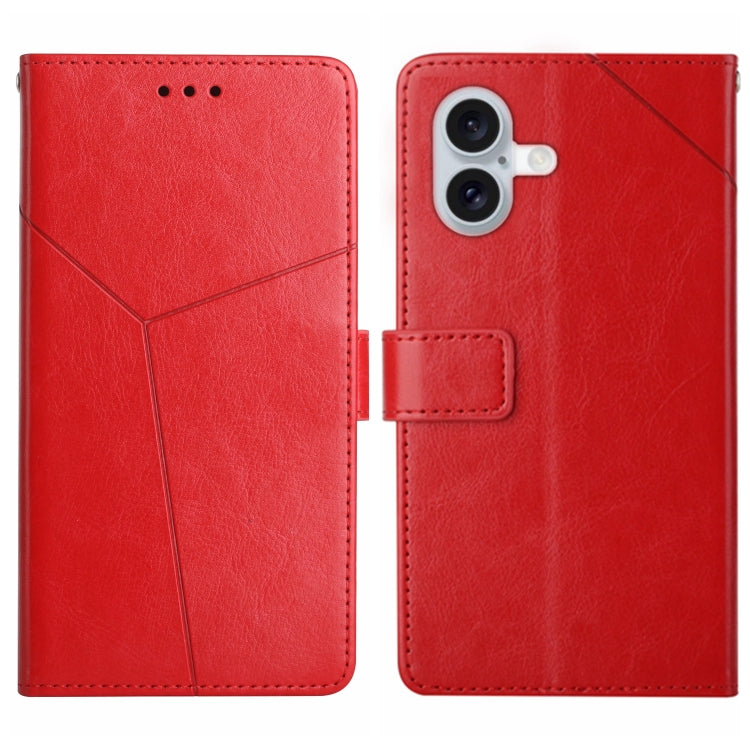 For iPhone 16 Plus HT01 Y-shaped Pattern Flip Leather Phone Case(Red) - iPhone 16 Plus Cases by PMC TechLife | Online Shopping South Africa | PMC TechLife | Buy Now Pay Later Mobicred