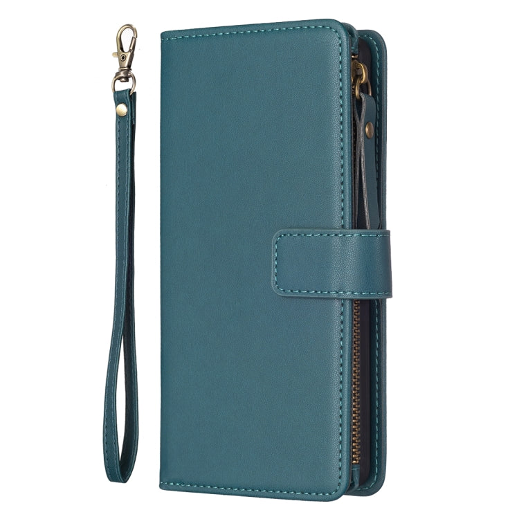 For Google Pixel 7 Pro 9 Card Slots Zipper Wallet Leather Flip Phone Case(Green) - Google Cases by PMC Jewellery | Online Shopping South Africa | PMC Jewellery | Buy Now Pay Later Mobicred