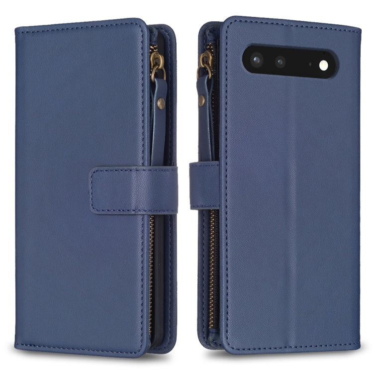 For Google Pixel 7 9 Card Slots Zipper Wallet Leather Flip Phone Case(Blue) - Google Cases by PMC Jewellery | Online Shopping South Africa | PMC Jewellery | Buy Now Pay Later Mobicred