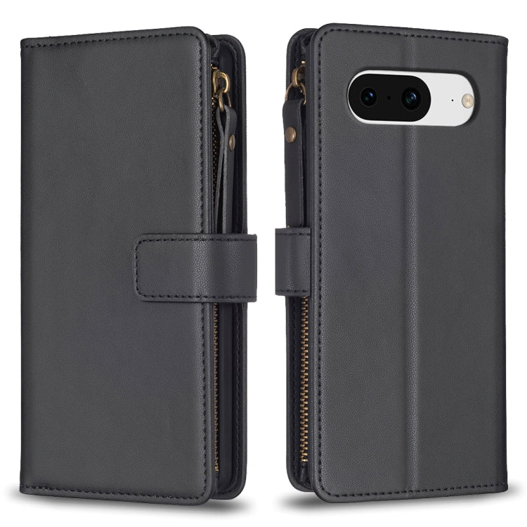 For Google Pixel 8 9 Card Slots Zipper Wallet Leather Flip Phone Case(Black) - Google Cases by PMC Jewellery | Online Shopping South Africa | PMC Jewellery | Buy Now Pay Later Mobicred