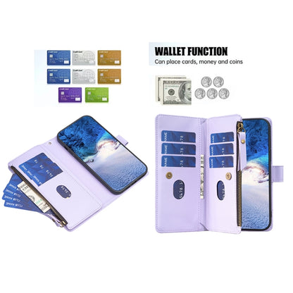 For Xiaomi 13 Pro 9 Card Slots Zipper Wallet Leather Flip Phone Case(Light Purple) - 13 Pro Cases by PMC Jewellery | Online Shopping South Africa | PMC Jewellery | Buy Now Pay Later Mobicred