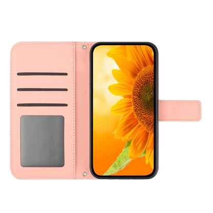 For iPhone SE 2024 Skin Feel Sun Flower Embossed Flip Leather Phone Case with Lanyard(Pink) - More iPhone Cases by PMC Jewellery | Online Shopping South Africa | PMC Jewellery | Buy Now Pay Later Mobicred