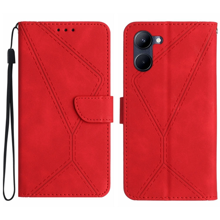 For vivo Y03 4G Stitching Embossed Leather Phone Case(Red) - vivo Cases by PMC Jewellery | Online Shopping South Africa | PMC Jewellery | Buy Now Pay Later Mobicred