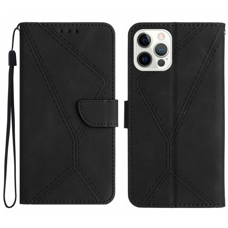 For iPhone 16 Pro Stitching Embossed Leather Phone Case(Black) - iPhone 16 Pro Cases by PMC TechLife | Online Shopping South Africa | PMC TechLife | Buy Now Pay Later Mobicred