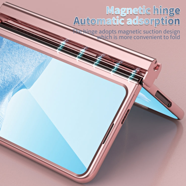 For Google Pixel Fold Integrated Electroplating Pen Slot Folding Phone Case with Stylus(Pink) - Google Cases by PMC TechLife | Online Shopping South Africa | PMC TechLife | Buy Now Pay Later Mobicred