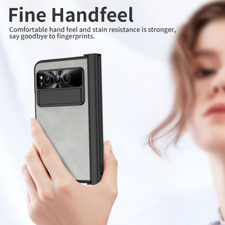 For Google Pixel Fold Integrated Napa Texture All-inclusive Phone Case with Pen Slot(White) - Google Cases by PMC TechLife | Online Shopping South Africa | PMC TechLife | Buy Now Pay Later Mobicred