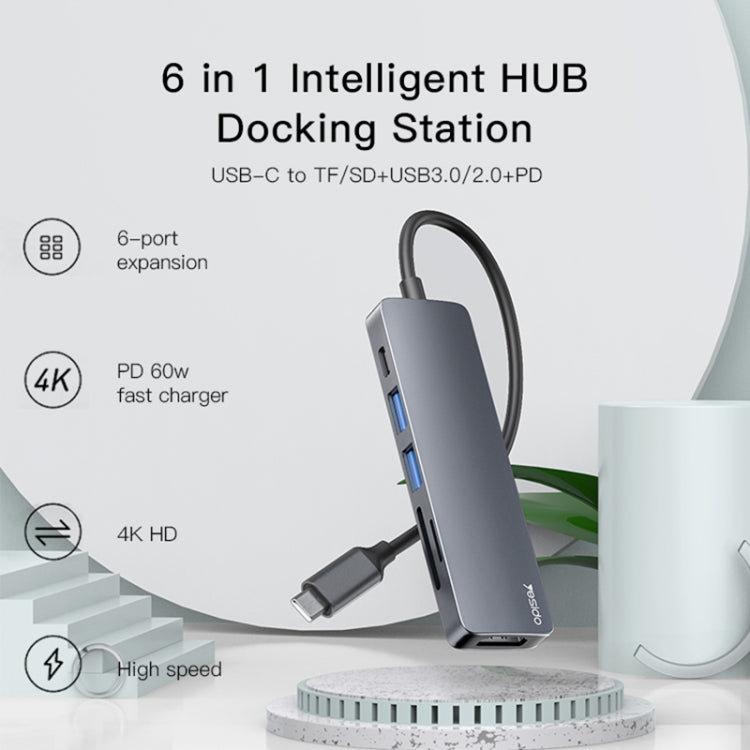 Yesido HB11 6 in 1 USB-C / Type-C Ports Multifunctional Docking Station HUB Adapter - USB HUB by Yesido | Online Shopping South Africa | PMC Jewellery | Buy Now Pay Later Mobicred