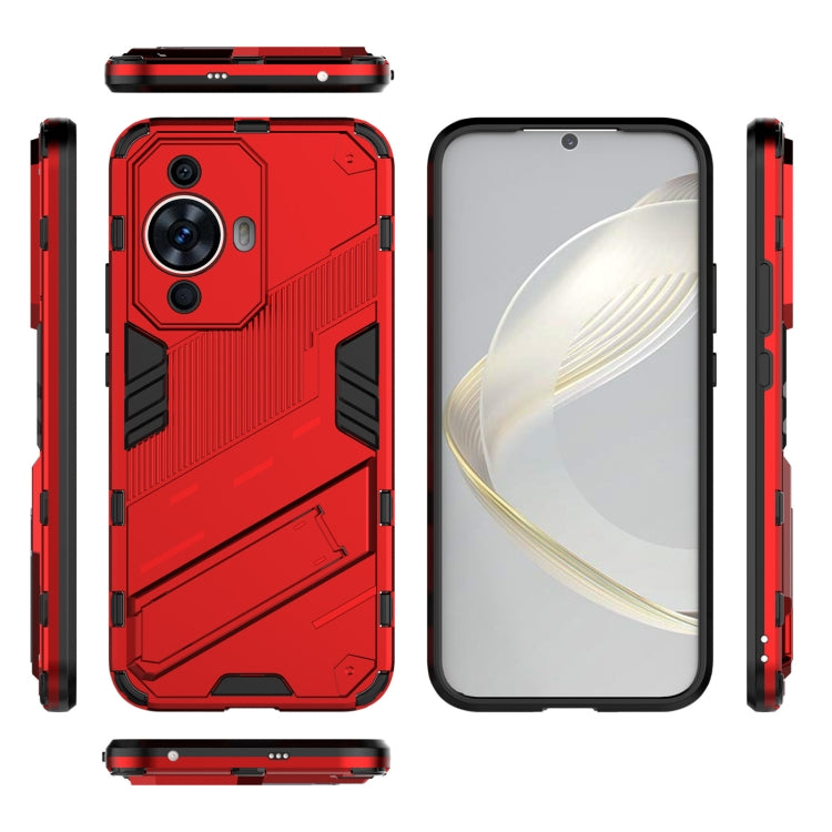 For Huawei nova 11 4G Punk Armor 2 in 1 PC + TPU Phone Case with Holder(Red) - Huawei Cases by PMC Jewellery | Online Shopping South Africa | PMC Jewellery | Buy Now Pay Later Mobicred