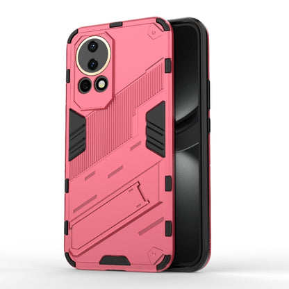 For Huawei nova 12 5G Punk Armor 2 in 1 PC + TPU Phone Case with Holder(Light Red) - Huawei Cases by PMC Jewellery | Online Shopping South Africa | PMC Jewellery | Buy Now Pay Later Mobicred