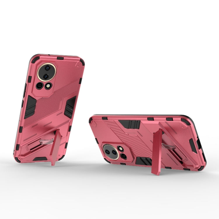 For Huawei nova 12 5G Punk Armor 2 in 1 PC + TPU Phone Case with Holder(Light Red) - Huawei Cases by PMC Jewellery | Online Shopping South Africa | PMC Jewellery | Buy Now Pay Later Mobicred