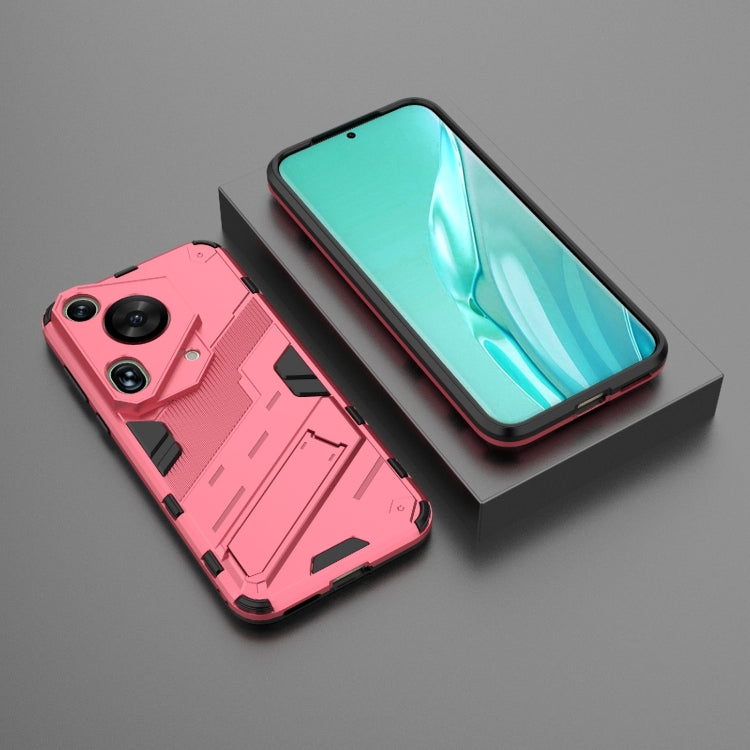 For Huawei Pura 70 Ultra Punk Armor 2 in 1 PC + TPU Phone Case with Holder(Light Red) - Huawei Cases by PMC Jewellery | Online Shopping South Africa | PMC Jewellery | Buy Now Pay Later Mobicred