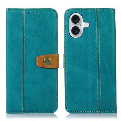 For iPhone 16 Plus Stitching Thread Calf Texture Leather Phone Case(Light Green) - iPhone 16 Plus Cases by PMC Jewellery | Online Shopping South Africa | PMC Jewellery | Buy Now Pay Later Mobicred