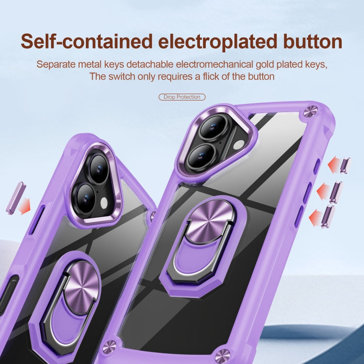 For iPhone 16 TPU + PC Lens Protection Phone Case with Ring Holder(Purple) - iPhone 16 Cases by PMC Jewellery | Online Shopping South Africa | PMC Jewellery | Buy Now Pay Later Mobicred