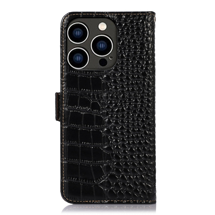 For iPhone 16 Pro Crocodile Top Layer Cowhide Leather Phone Case(Black) - iPhone 16 Pro Cases by PMC Jewellery | Online Shopping South Africa | PMC Jewellery | Buy Now Pay Later Mobicred