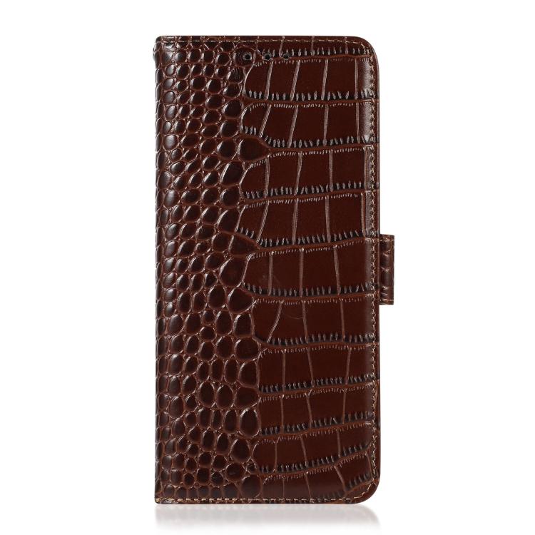 For iPhone 16e Crocodile Top Layer Cowhide Leather Phone Case(Brown) - iPhone 16e Cases by PMC TechLife | Online Shopping South Africa | PMC TechLife | Buy Now Pay Later Mobicred