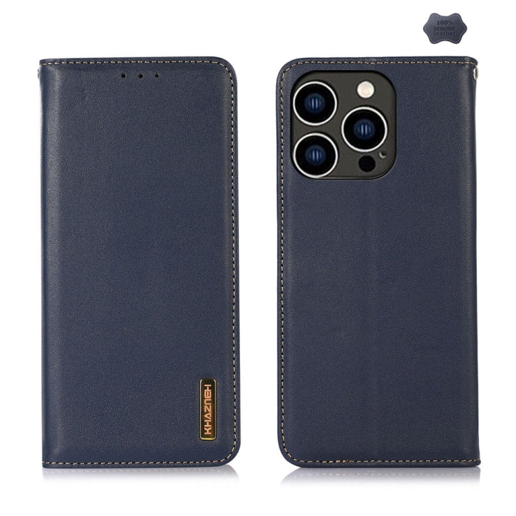 For iPhone 16 Pro KHAZNEH Nappa Top Layer Cowhide Leather Phone Case(Blue) - iPhone 16 Pro Cases by PMC TechLife | Online Shopping South Africa | PMC TechLife | Buy Now Pay Later Mobicred
