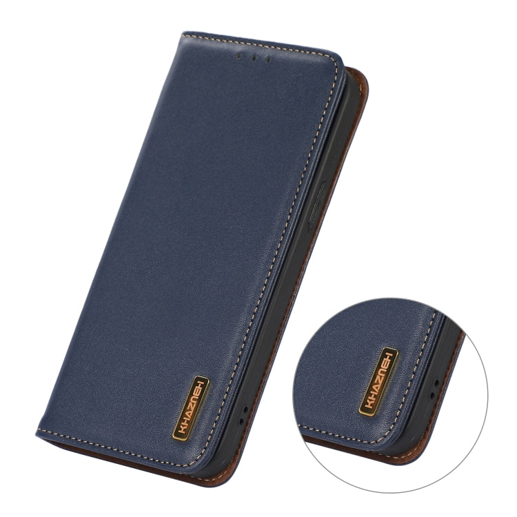 For iPhone 16 Pro KHAZNEH Nappa Top Layer Cowhide Leather Phone Case(Blue) - iPhone 16 Pro Cases by PMC TechLife | Online Shopping South Africa | PMC TechLife | Buy Now Pay Later Mobicred