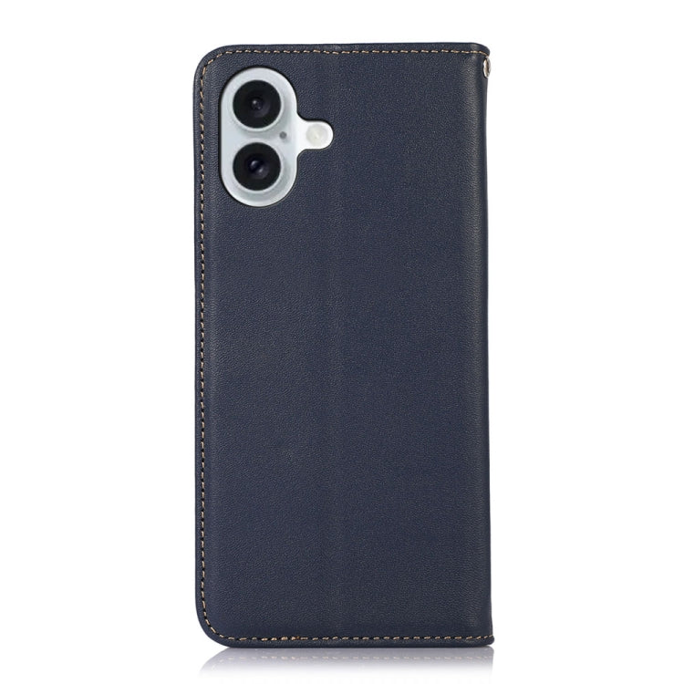 For iPhone 16 KHAZNEH Nappa Top Layer Cowhide Leather Phone Case(Blue) - iPhone 16 Cases by PMC Jewellery | Online Shopping South Africa | PMC Jewellery | Buy Now Pay Later Mobicred