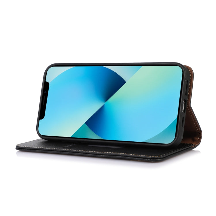 For iPhone 16 KHAZNEH Nappa Top Layer Cowhide Leather Phone Case(Black) - iPhone 16 Cases by PMC TechLife | Online Shopping South Africa | PMC TechLife | Buy Now Pay Later Mobicred