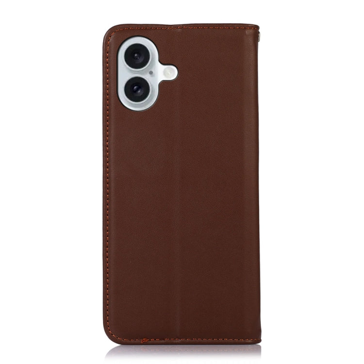 For iPhone 16 KHAZNEH Nappa Top Layer Cowhide Leather Phone Case(Brown) - iPhone 16 Cases by PMC TechLife | Online Shopping South Africa | PMC TechLife | Buy Now Pay Later Mobicred