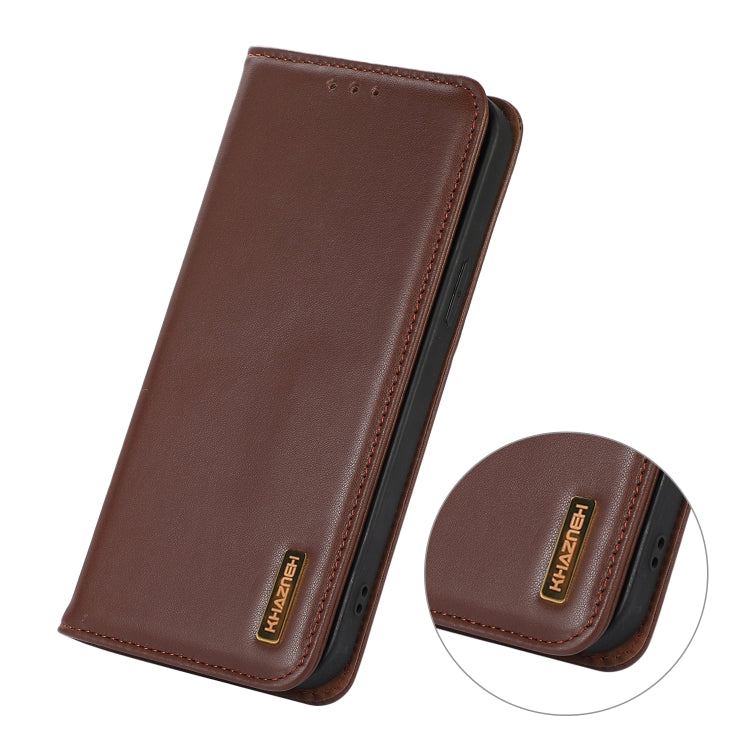 For iPhone 16 KHAZNEH Nappa Top Layer Cowhide Leather Phone Case(Brown) - iPhone 16 Cases by PMC TechLife | Online Shopping South Africa | PMC TechLife | Buy Now Pay Later Mobicred