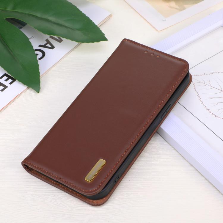 For iPhone 16e KHAZNEH Nappa Top Layer Cowhide Leather Phone Case(Brown) - iPhone 16e Cases by PMC TechLife | Online Shopping South Africa | PMC TechLife | Buy Now Pay Later Mobicred
