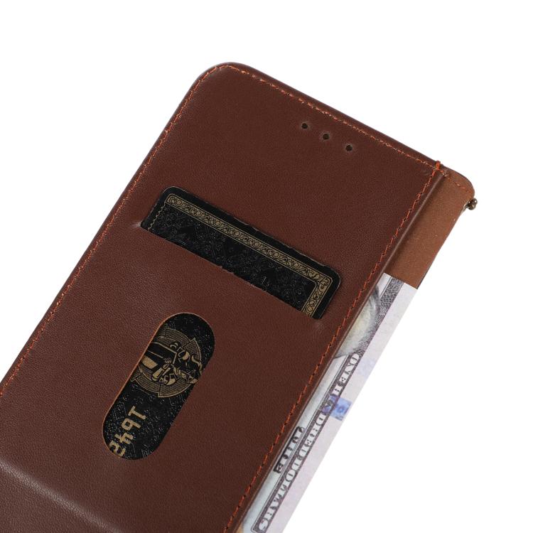 For iPhone 16e KHAZNEH Nappa Top Layer Cowhide Leather Phone Case(Brown) - iPhone 16e Cases by PMC TechLife | Online Shopping South Africa | PMC TechLife | Buy Now Pay Later Mobicred
