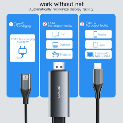 Yesido HM01 USB-C / Type-C to HDMI Adapter Cable, Length:1.8m - Cable & Adapters by Yesido | Online Shopping South Africa | PMC Jewellery | Buy Now Pay Later Mobicred