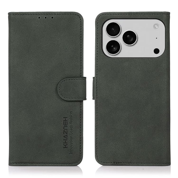 For iPhone 17 Pro Max KHAZNEH Matte Texture Leather Phone Case(Green) - free shipping - PMc TechLife - Order now!