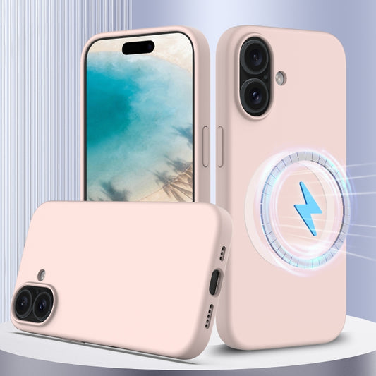 For iPhone 16 Shockproof Silicone Magsafe Phone Case(Sand Pink) - iPhone 16 Cases by PMC Jewellery | Online Shopping South Africa | PMC Jewellery | Buy Now Pay Later Mobicred