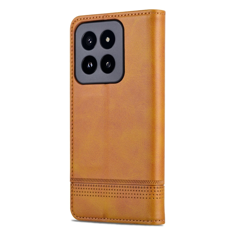 For Xiaomi 14 Pro AZNS Magnetic Calf Texture Flip Leather Phone Case(Light Brown) - 14 Pro Cases by AZNS | Online Shopping South Africa | PMC Jewellery | Buy Now Pay Later Mobicred