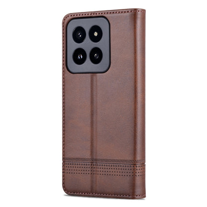 For Xiaomi 14 Pro AZNS Magnetic Calf Texture Flip Leather Phone Case(Dark Brown) - 14 Pro Cases by AZNS | Online Shopping South Africa | PMC Jewellery | Buy Now Pay Later Mobicred