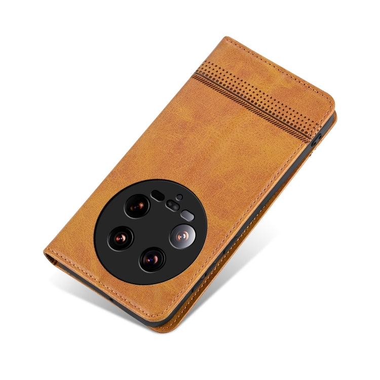 For Xiaomi 14 Ultra AZNS Magnetic Calf Texture Flip Leather Phone Case(Light Brown) - 14 Ultra Cases by AZNS | Online Shopping South Africa | PMC Jewellery | Buy Now Pay Later Mobicred